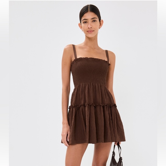 Hill House Dresses & Skirts - Hill House Home Seraphina Mini Organza Seersucker Dress in Chocolate Med